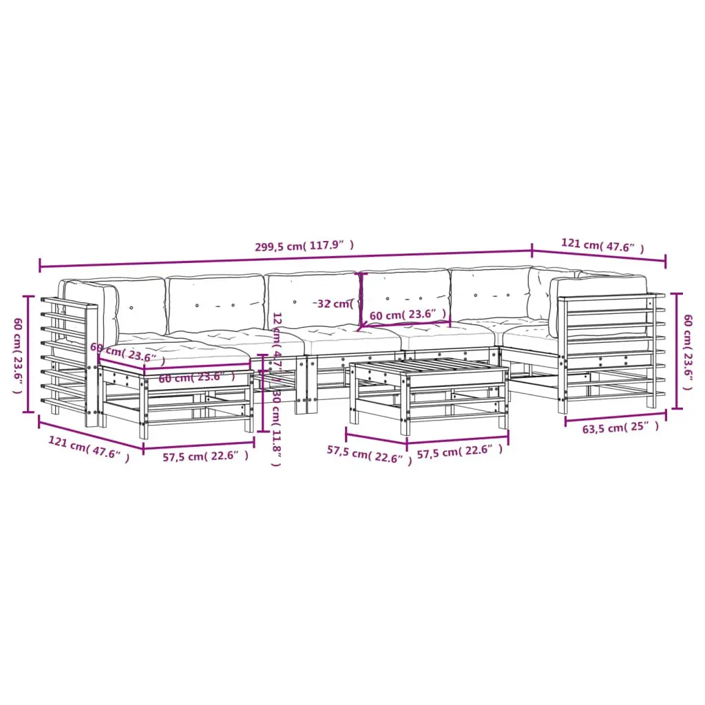 8-Piece Patio Sofa Set with Soft Cushions