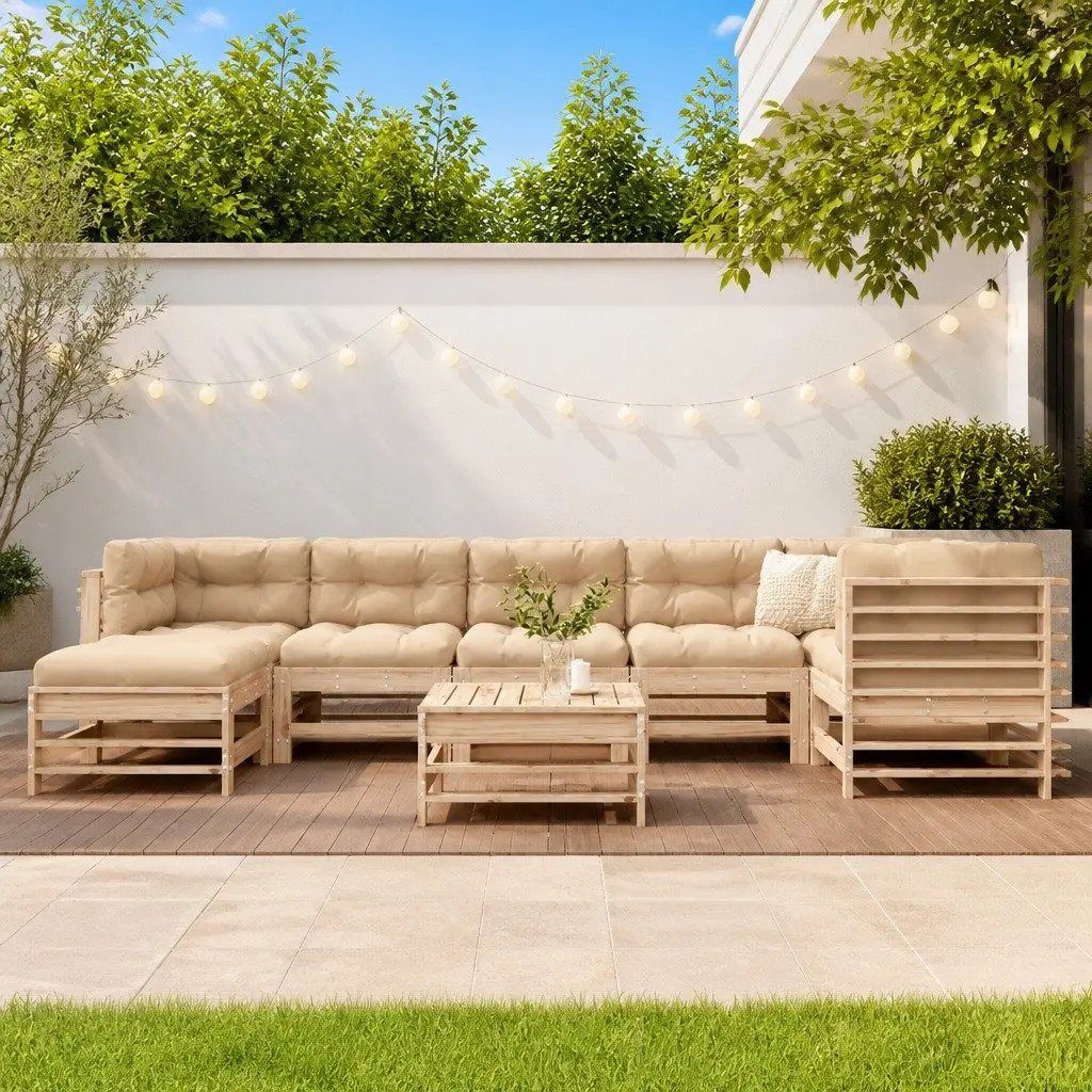 Garden Lounge Set 8 Piece Wooden Outdoor Furniture Modular Patio Sofa with