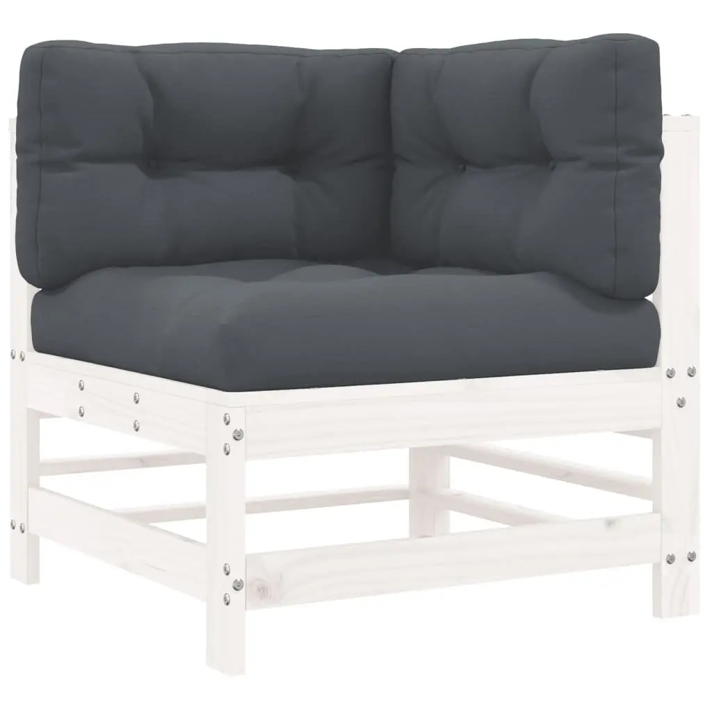Garden Lounge Set Wooden 8 Piece Outdoor Furniture Patio Sofa with Cushions White