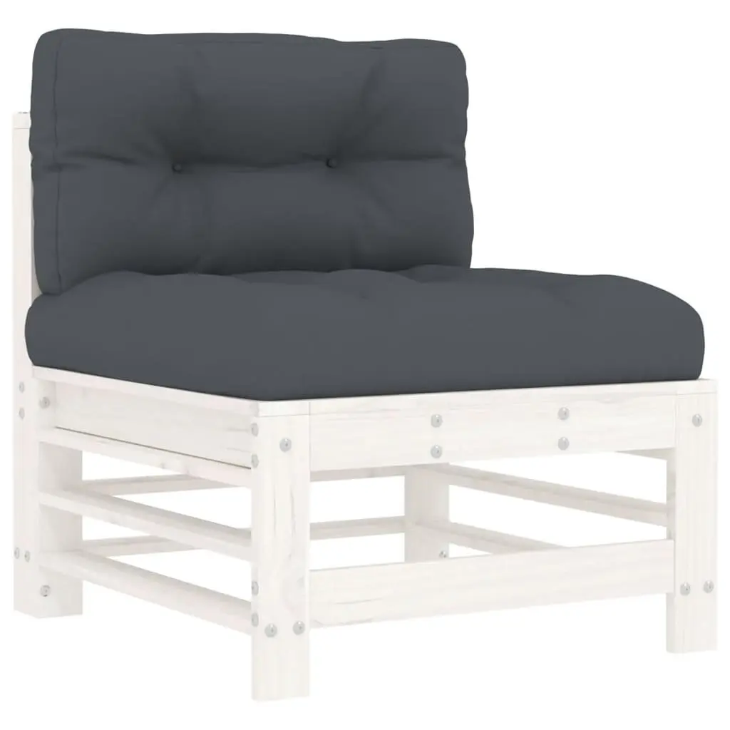 Garden Lounge Set Wooden 8 Piece Outdoor Furniture Patio Sofa with Cushions White