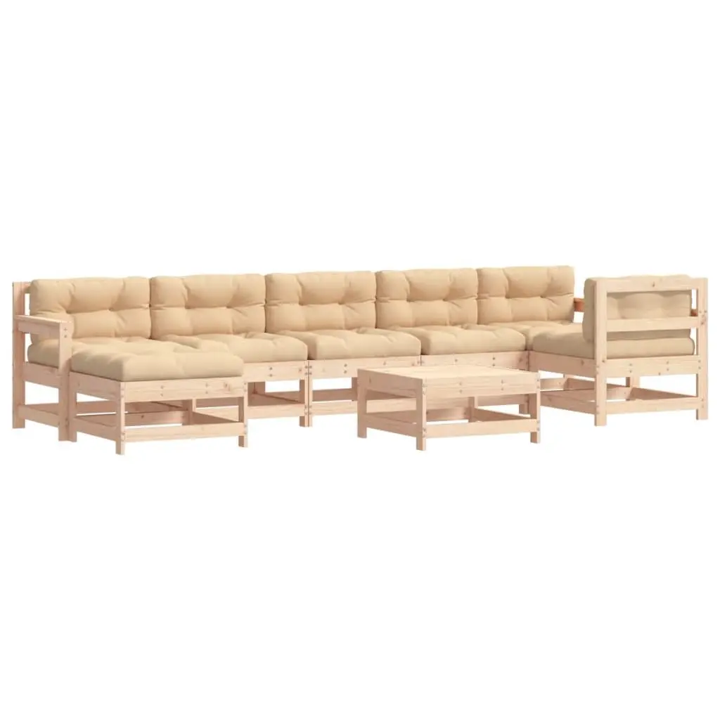 Garden Lounge Set 8 Piece Outdoor Furniture Solid Wood with Cushions Brown