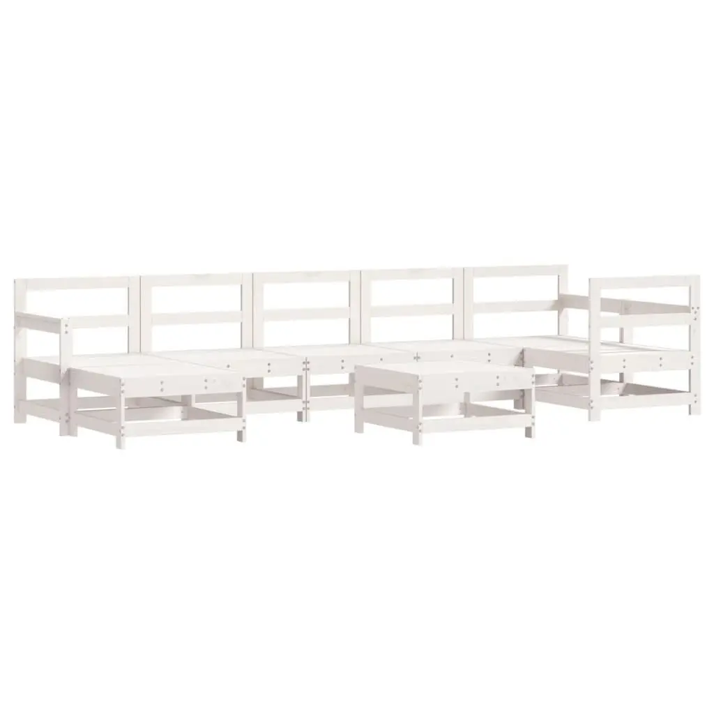 Garden Lounge Set 8 Piece White Solid Pine Wood Outdoor Furniture Patio Sofa
