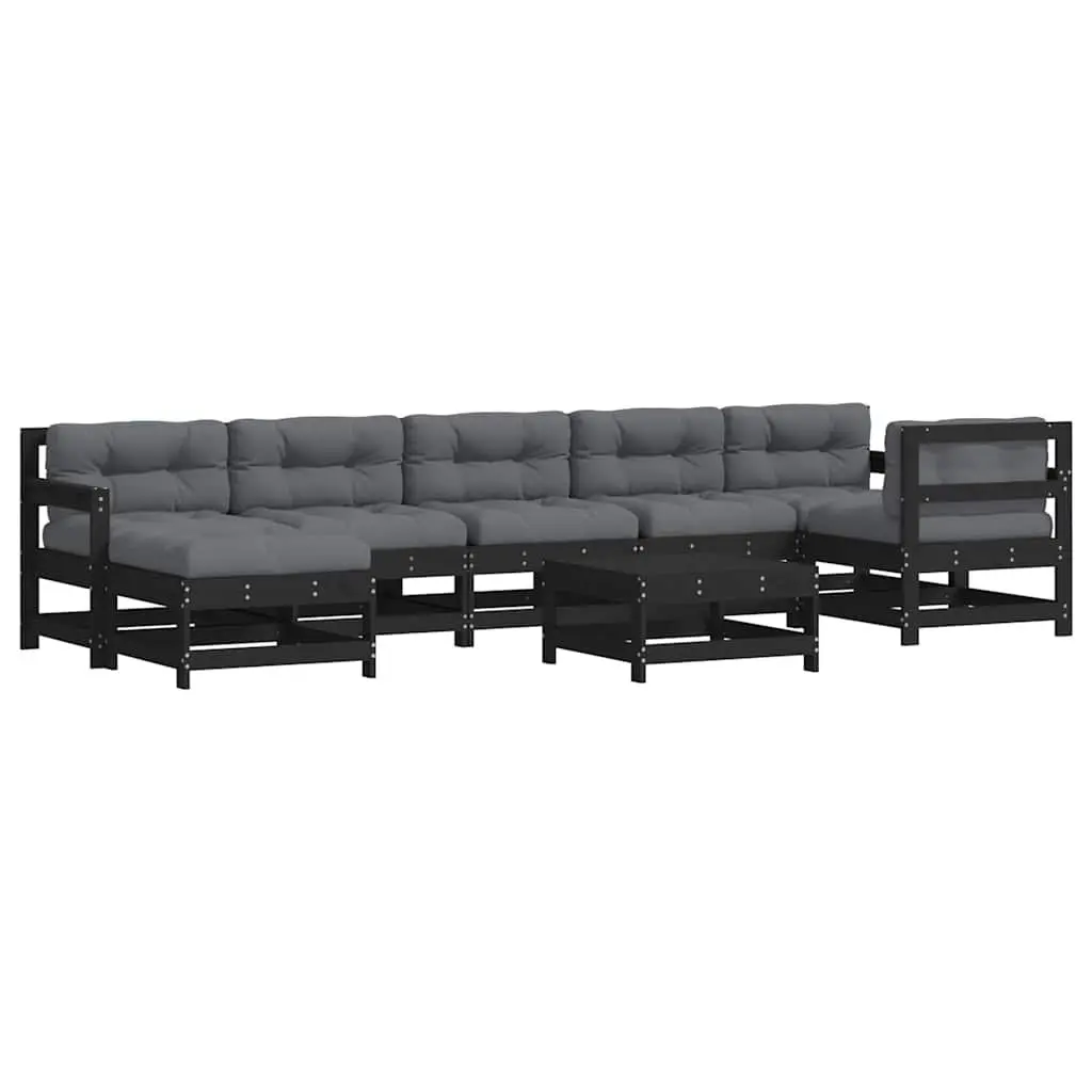 Garden Lounge Set 8 Piece Outdoor Furniture Patio Sofa with Cushions Black Wood