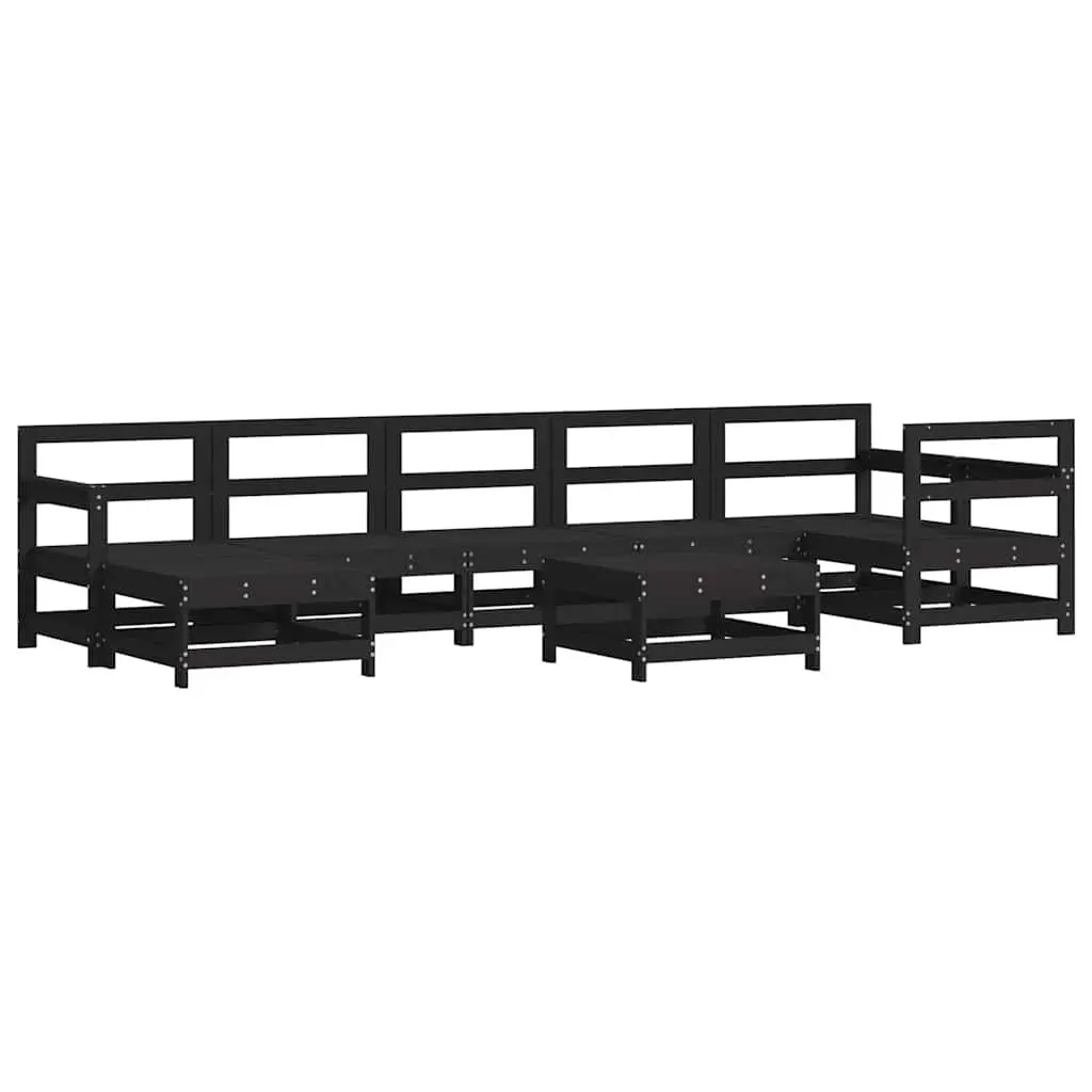 Garden Lounge Set 8 Piece Outdoor Furniture Patio Sofa with Cushions Black Wood