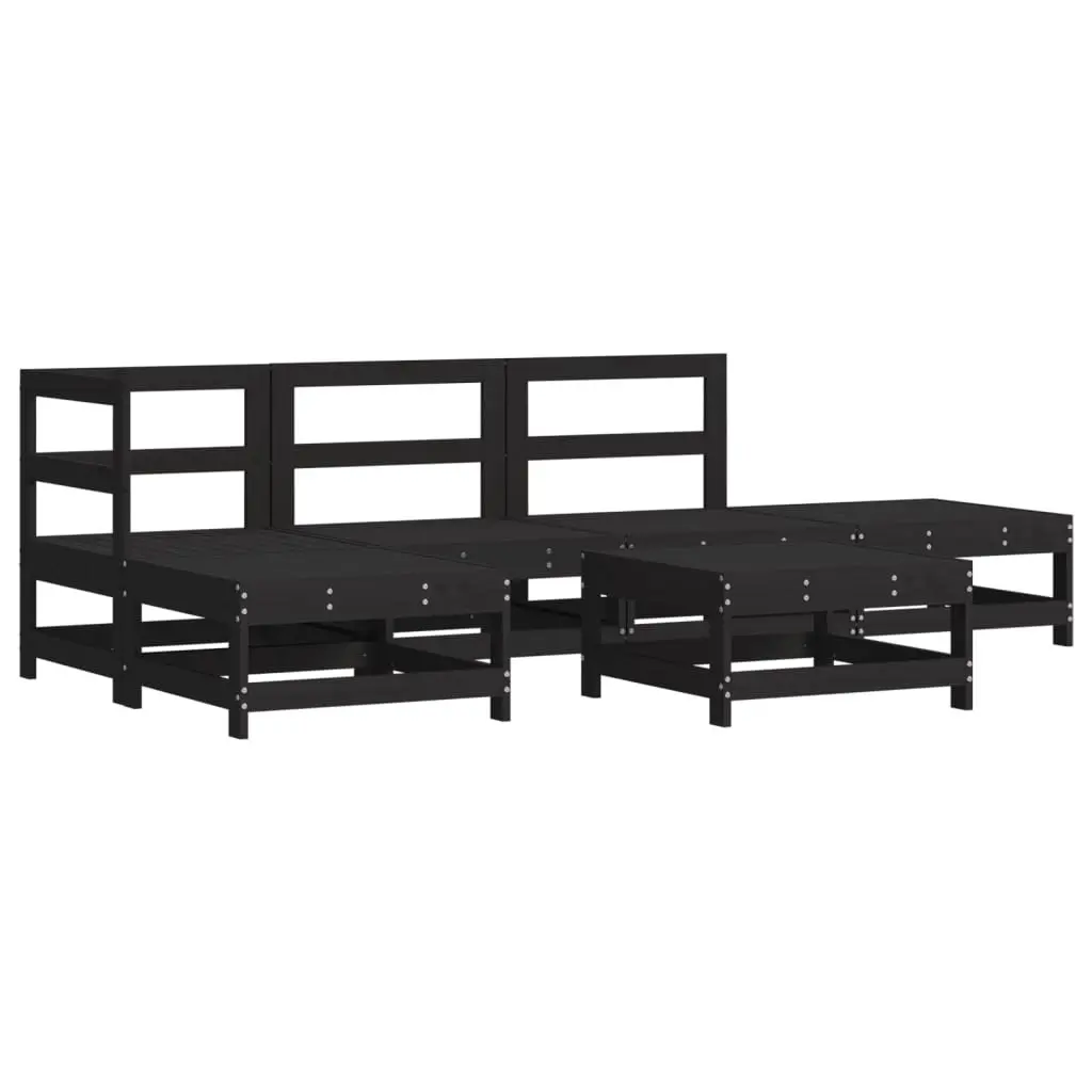 6 Piece Outdoor Furniture Lounge Set Wooden Patio Sofa Cushions Black