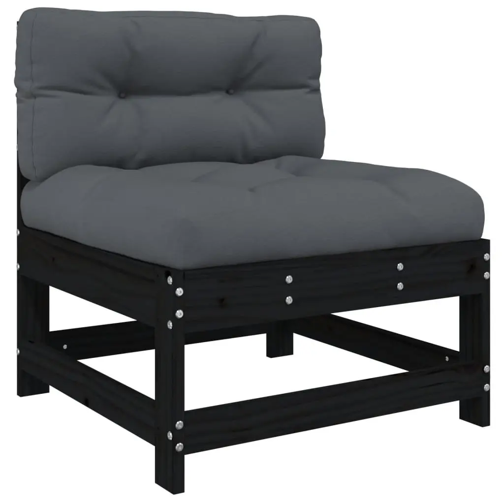 6 Piece Outdoor Furniture Lounge Set Wooden Patio Sofa Cushions Black