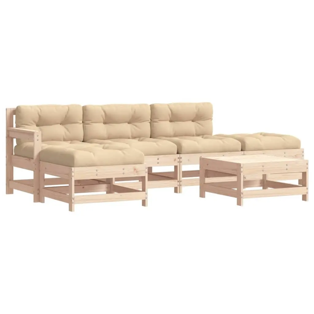 Garden Lounge Set Wooden 6 Piece Outdoor Furniture Patio Sofa with Cushions Brown