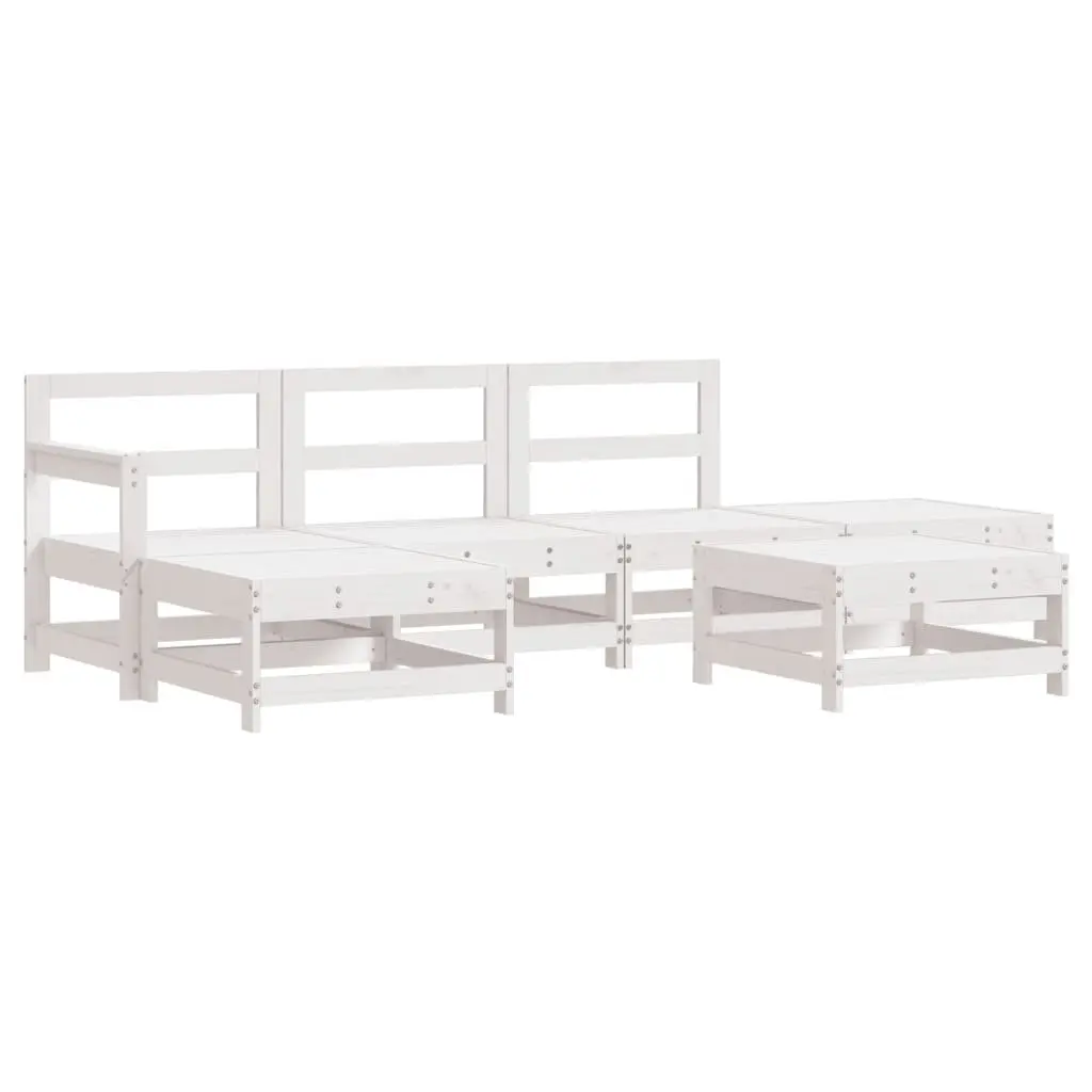 6 Piece Outdoor Garden Lounge Set Cushions White Wood Patio Furniture Modular