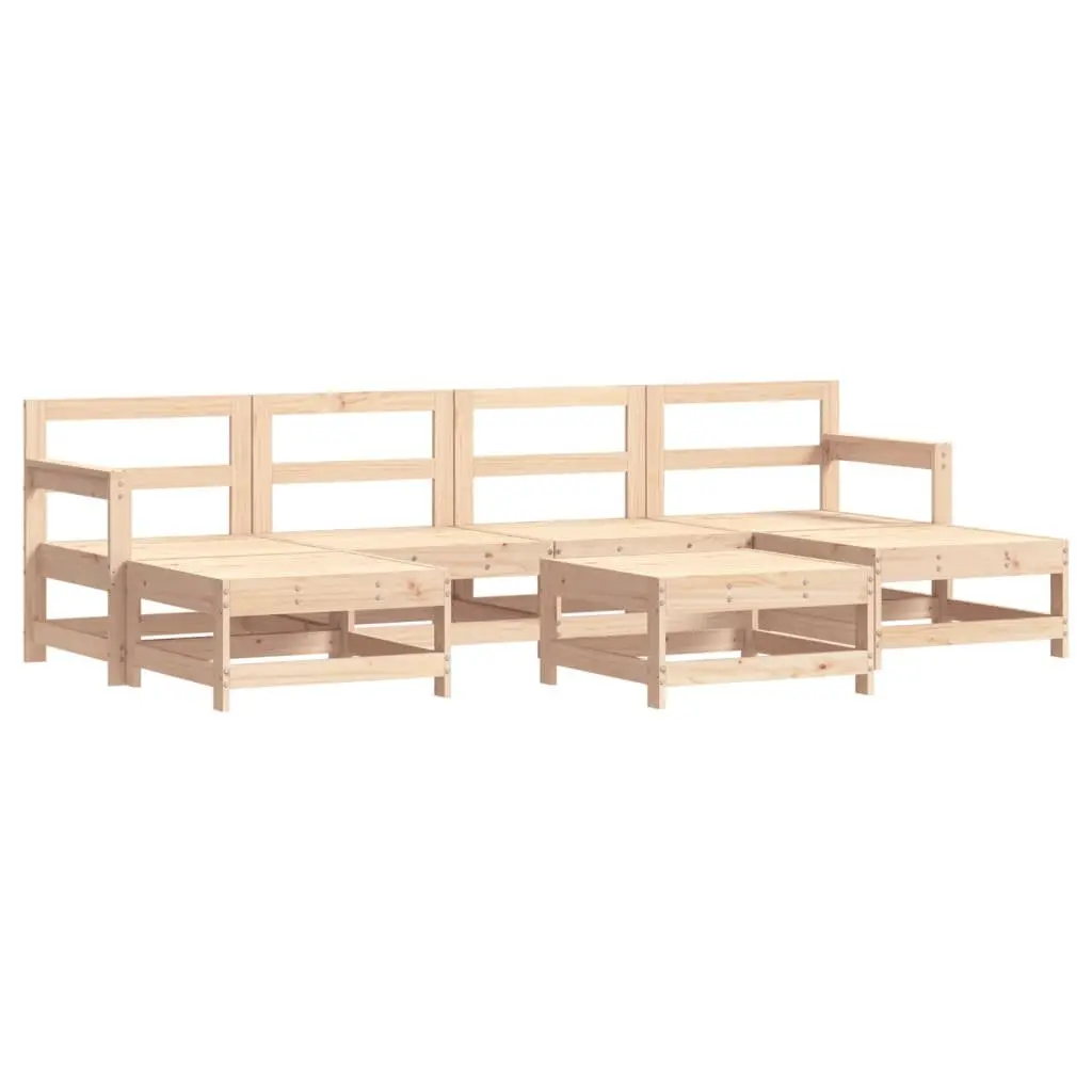 Garden Lounge Set 7 Piece Outdoor Furniture Solid Wood Slatted Design Cushions