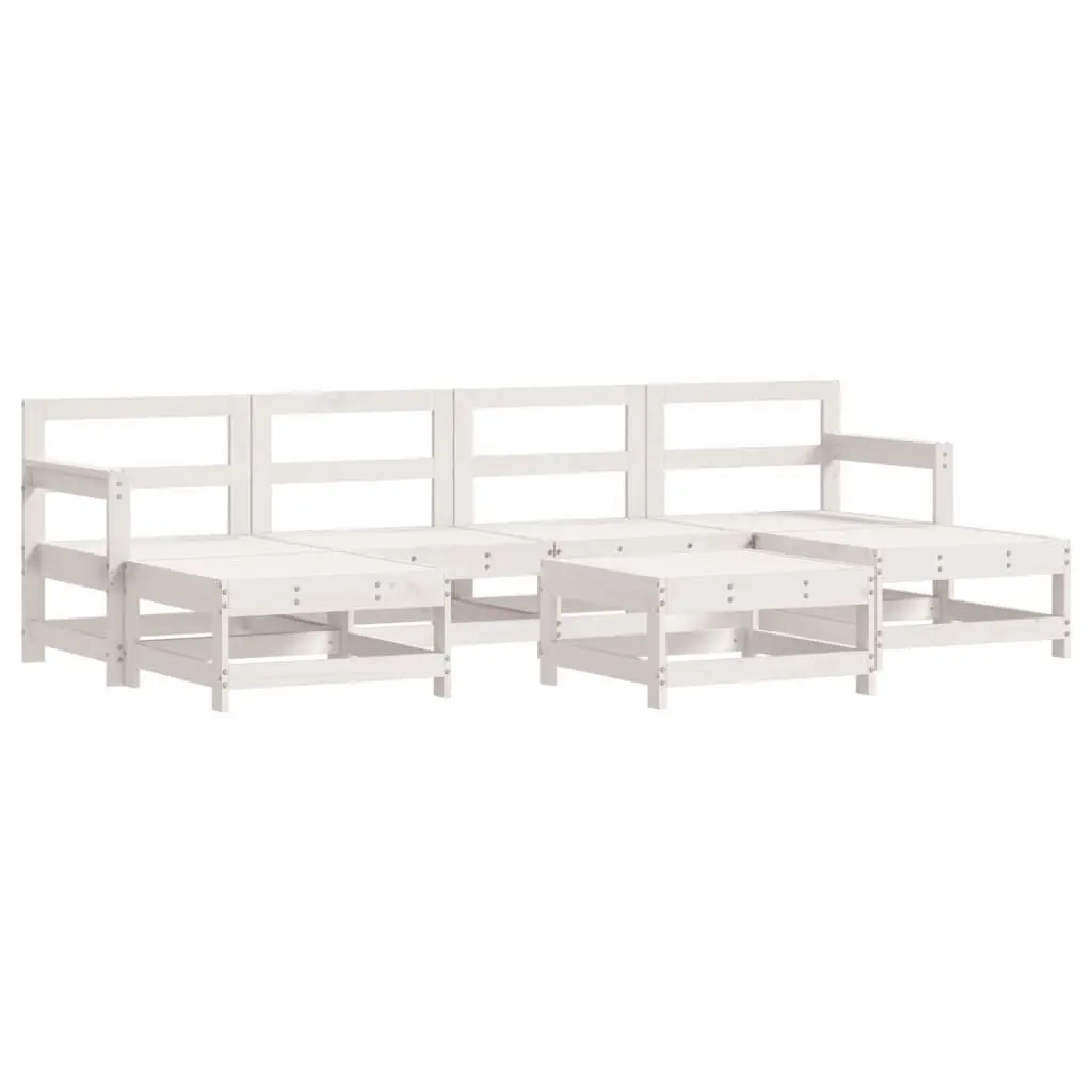 7 Piece Garden Lounge Set Solid Pine Wood with Cushions White