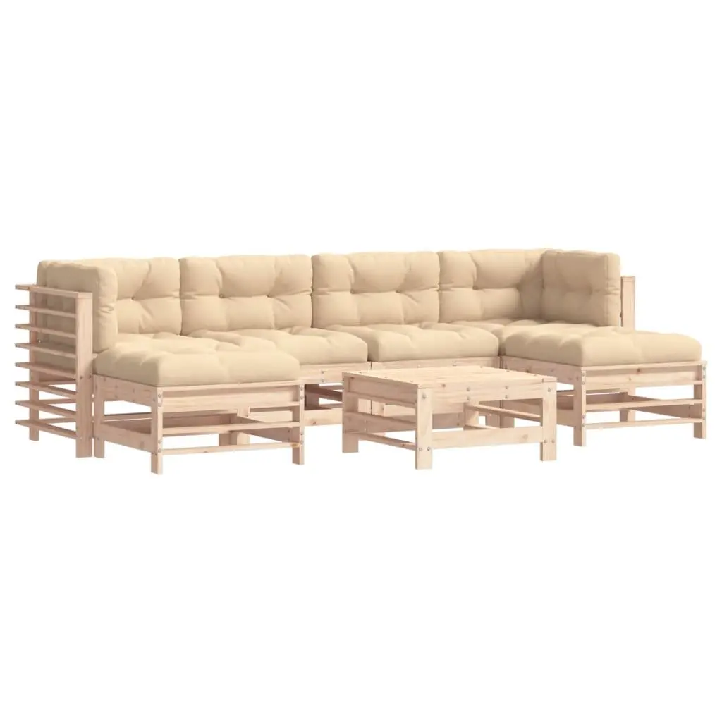 Garden Lounge Set 7 Piece Outdoor Furniture Solid Wood with Cushions Patio Sofa