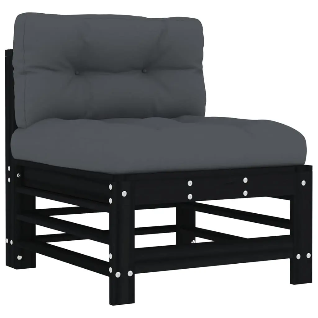 Garden Lounge Set 7 Piece Outdoor Furniture Black Cushions Patio Seating