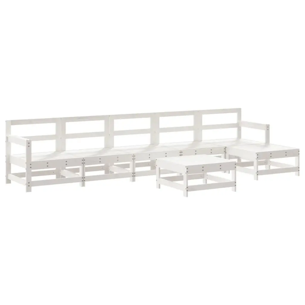 Garden Lounge Set 7 Piece Outdoor Furniture with Cushions White Solid Wood