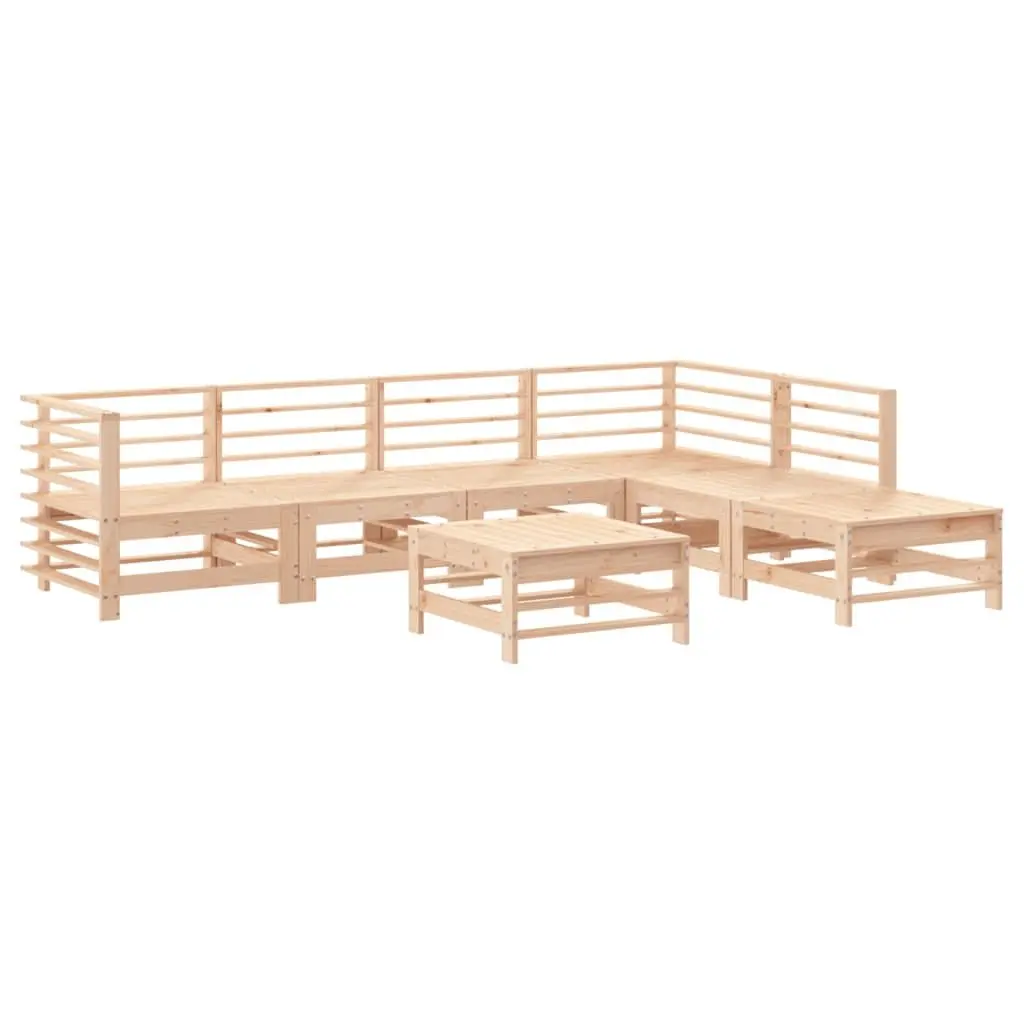 Garden Lounge Set Wooden 7 Piece Outdoor Furniture Brown with Cushions