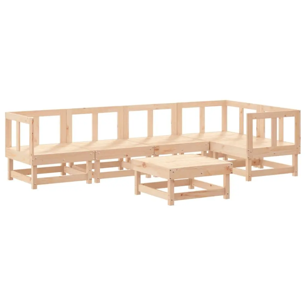 Garden Lounge Set Wooden 6 Piece Outdoor Furniture Patio Sofa with Cushions Brown