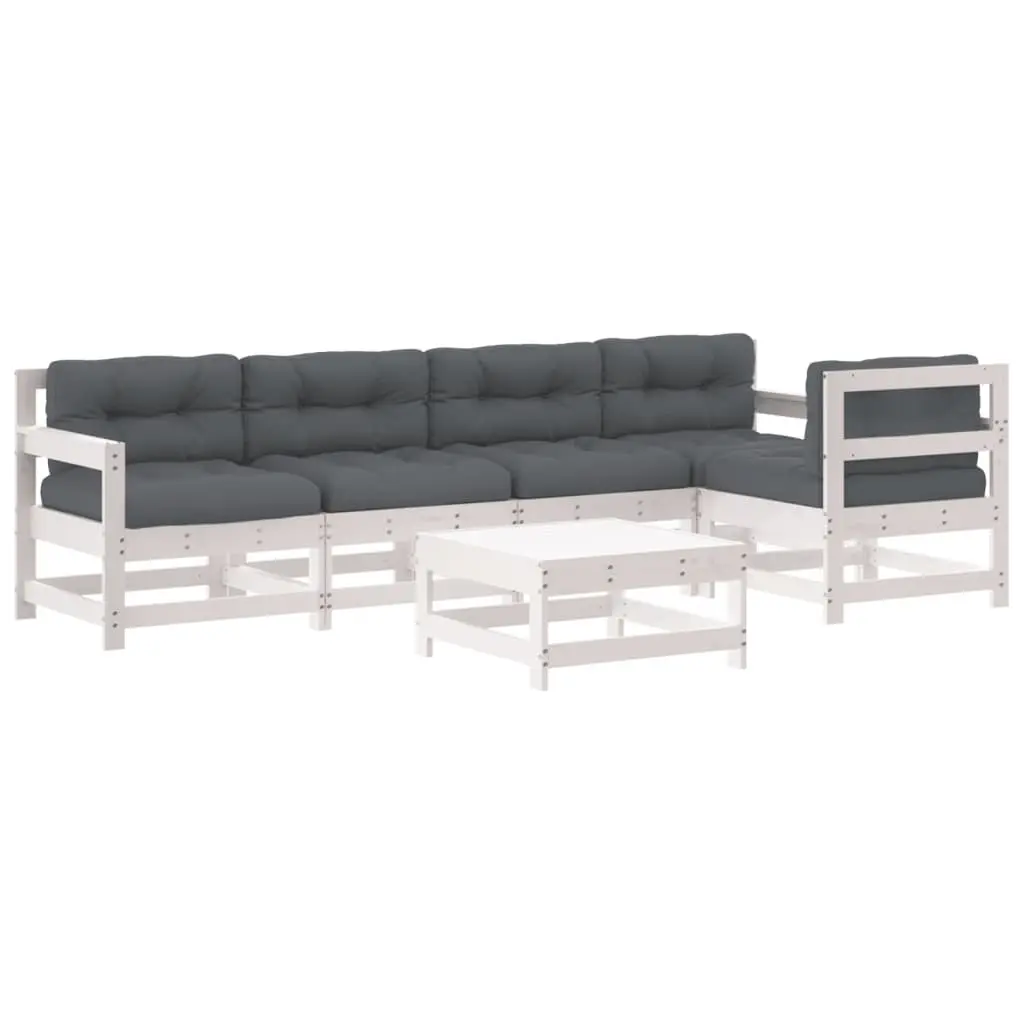 Garden Lounge Set 6 Piece Outdoor Furniture Patio Seating with Cushions White