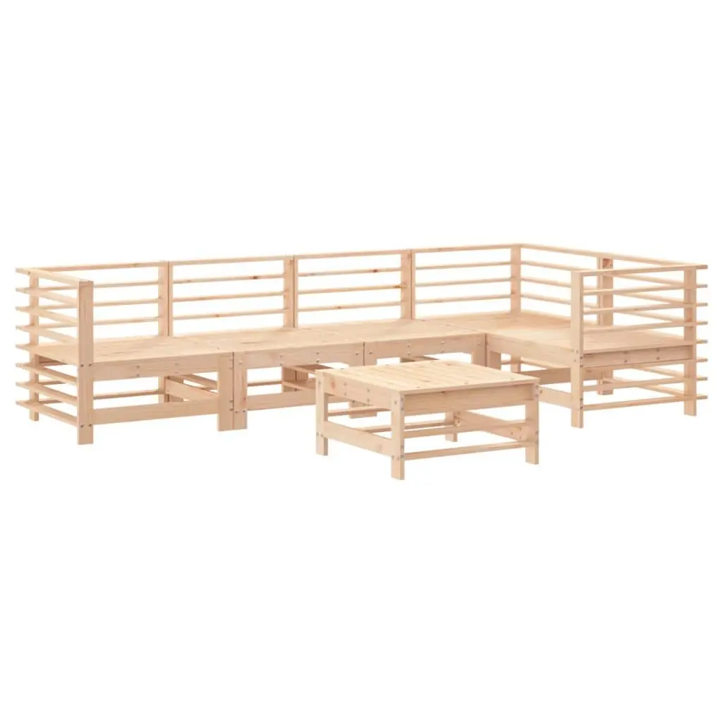 Garden Lounge Set Solid Pine Wood 6 Piece Outdoor Furniture Patio Sofa with Cushions Brown