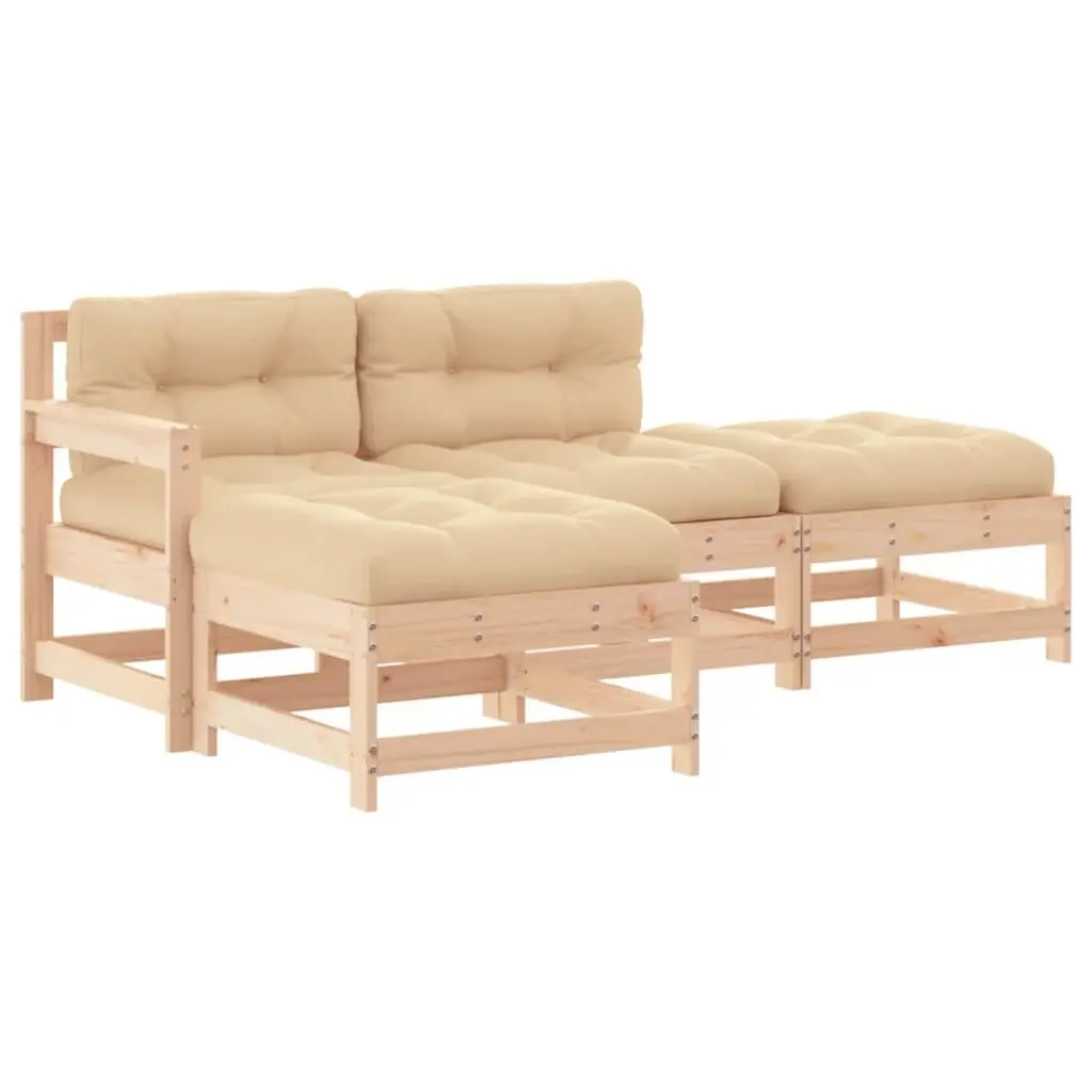 Garden Lounge Set 4 Piece Outdoor Furniture Patio Sofa with Cushions Wood