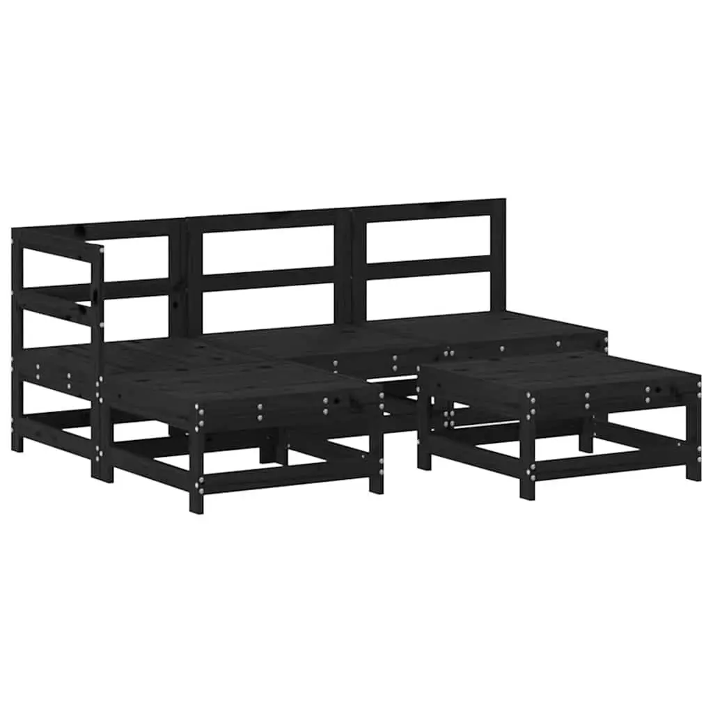 Garden Lounge Set 5 Piece Outdoor Furniture Patio Sectional with Cushions Black