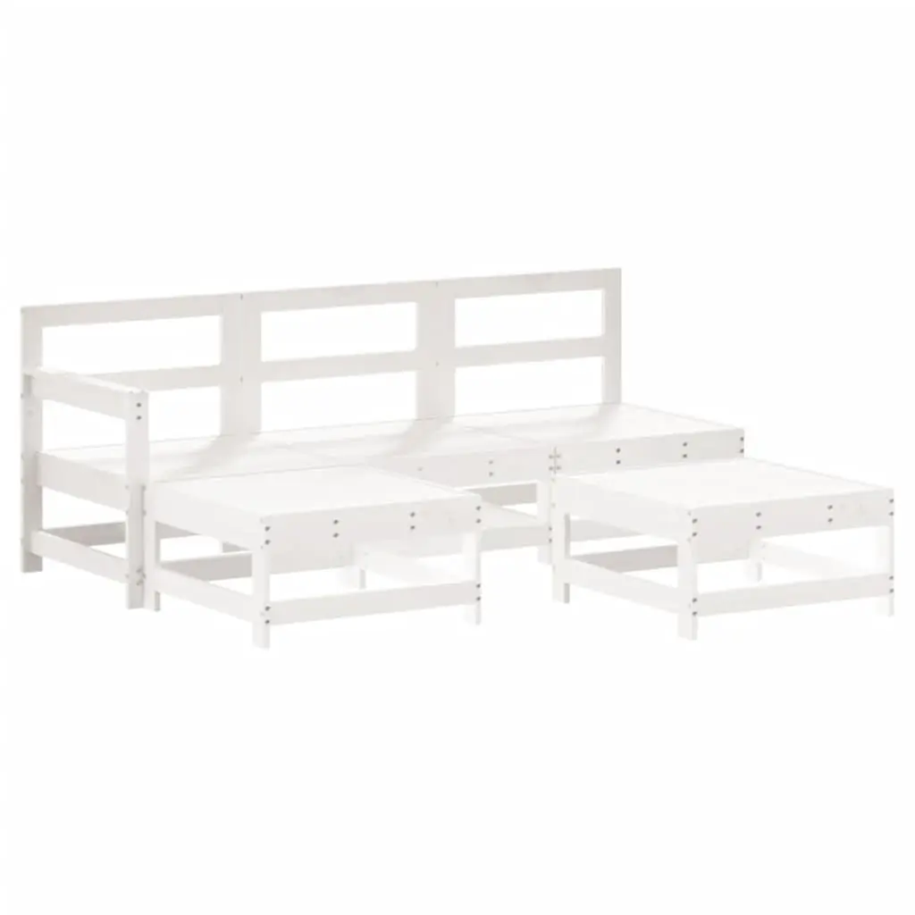 Garden Lounge Set 5 Piece Outdoor Furniture with Cushions White Wood Patio