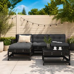 Practical Outdoor 5-Piece Lounge Set in Black Wood