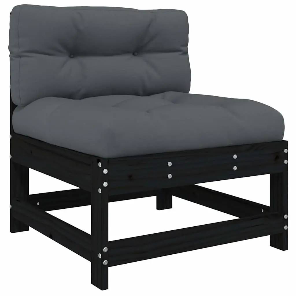 5 Piece Outdoor Garden Lounge Set Black Solid Pine Wood Furniture Patio Sofa