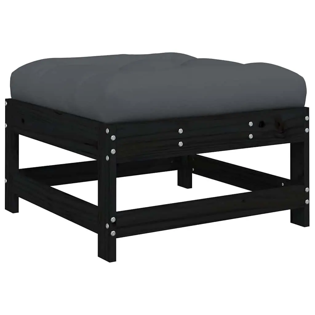 5 Piece Outdoor Garden Lounge Set Black Solid Pine Wood Furniture Patio Sofa