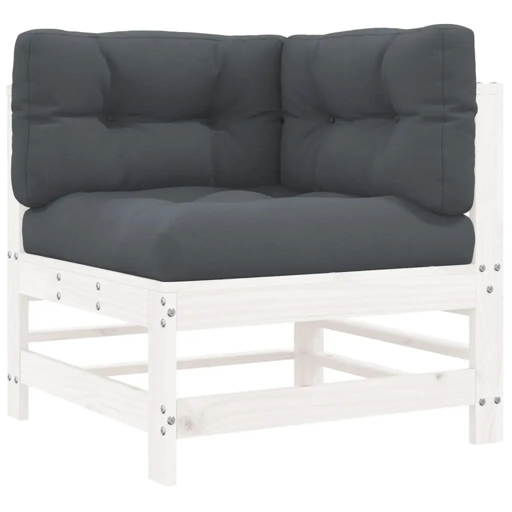 Garden Lounge Set Slatted Wood 5 Piece Outdoor Furniture White with Cushions