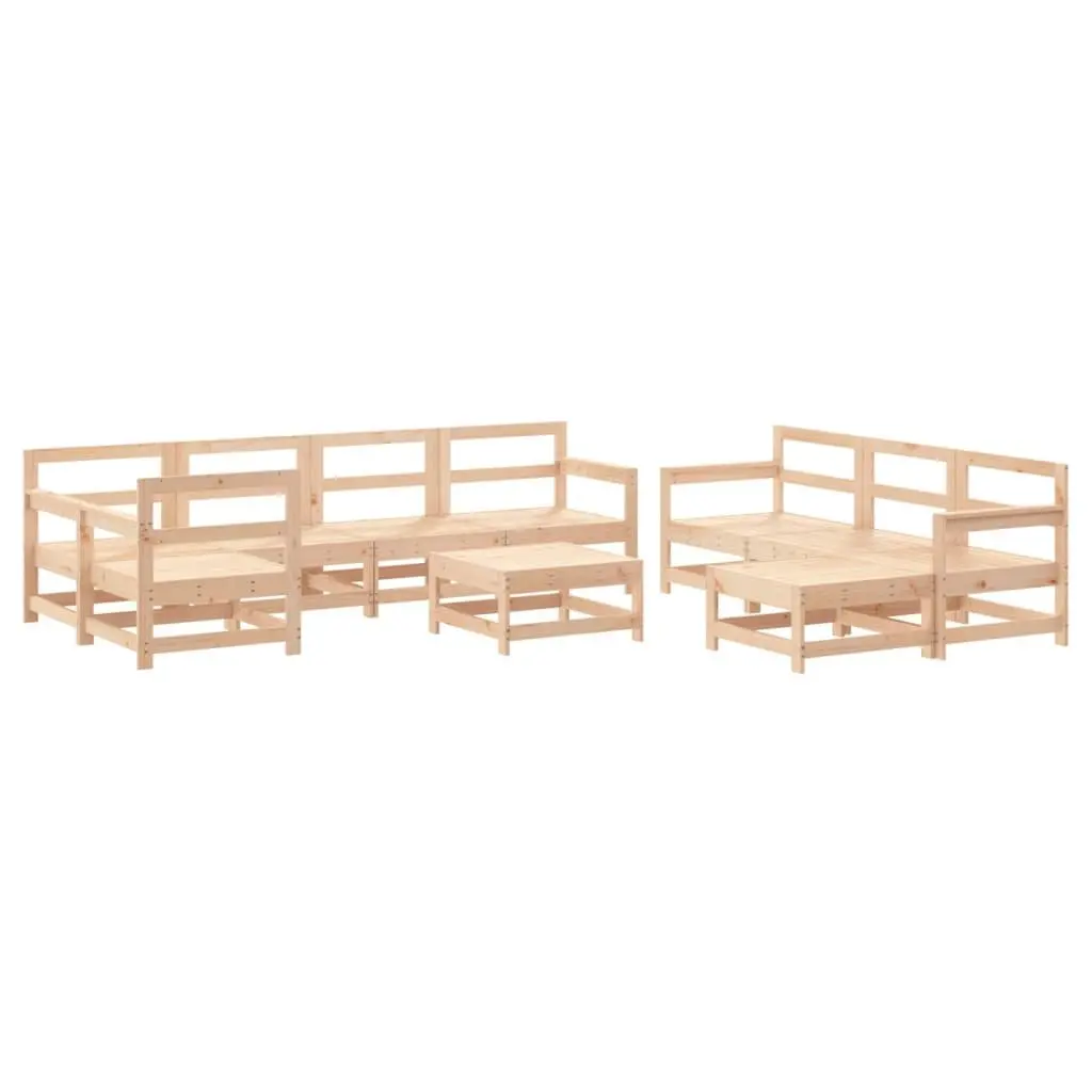 Garden Lounge Set 10 Piece Outdoor Furniture Solid Wood with Cushions Brown