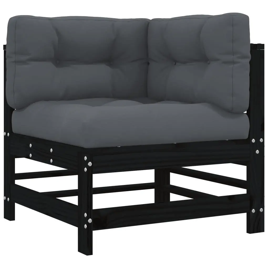 Garden Lounge Set 10 Piece Outdoor Furniture Black Slatted Wood Patio Sofa