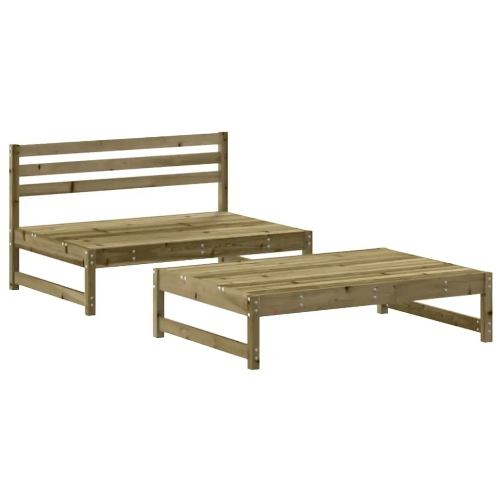 Garden Lounge Set Impregnated Pine Wood 2 Piece Outdoor Furniture with Cushions Brown