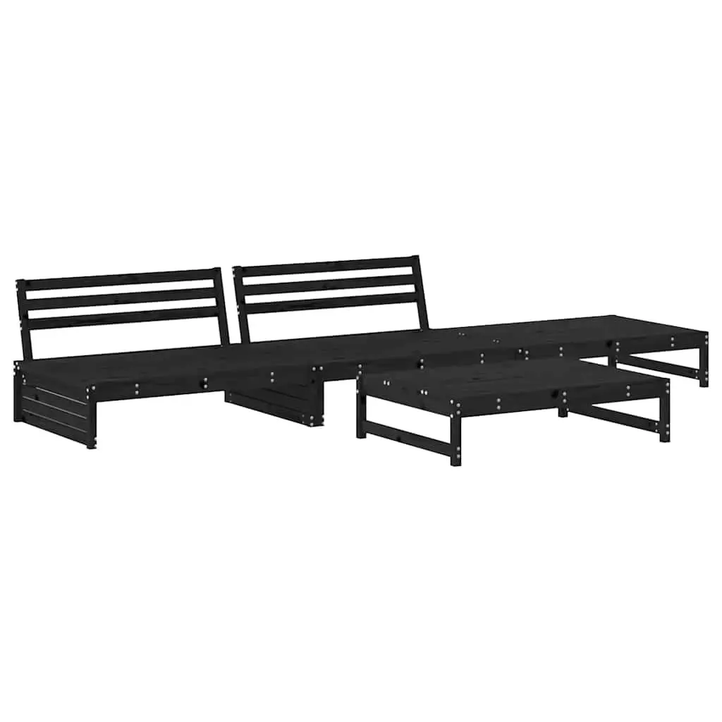 Garden Lounge Set 4 Piece Outdoor Furniture Patio Sofa with Cushions Black Wood