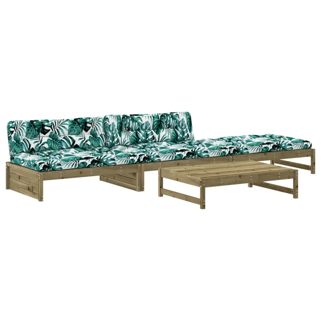 Garden Lounge Set 4 Piece Outdoor Furniture with Cushions Impregnated Pine Wood