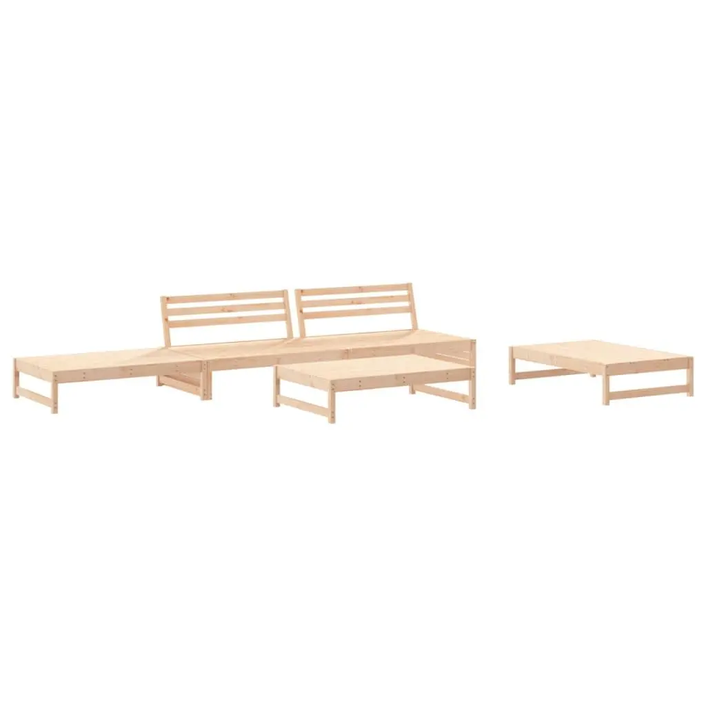 Garden Lounge Set Wooden 5 Piece Outdoor Furniture Patio Sofa with Cushions Brown