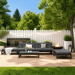Modular Outdoor Lounge Set: 5 Pieces with Cushions