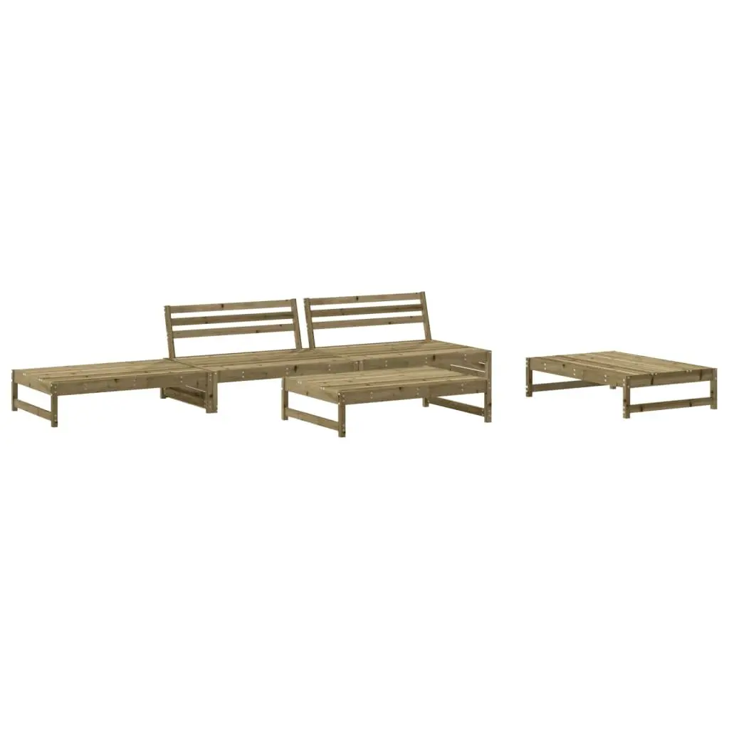 Garden Lounge Set Solid Pine Wood 5 Piece Outdoor Furniture Patio Sofa with Cushions Brown