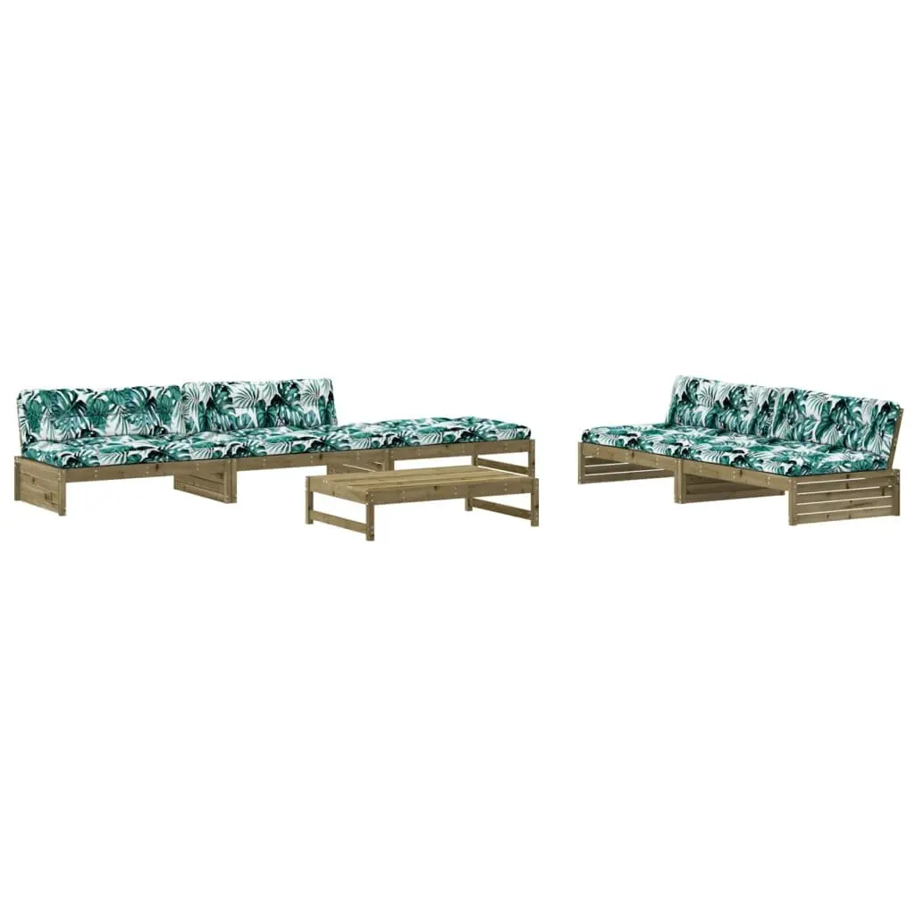 Garden Lounge Set 6 Piece Outdoor Furniture Impregnated Pine Wood with Cushions