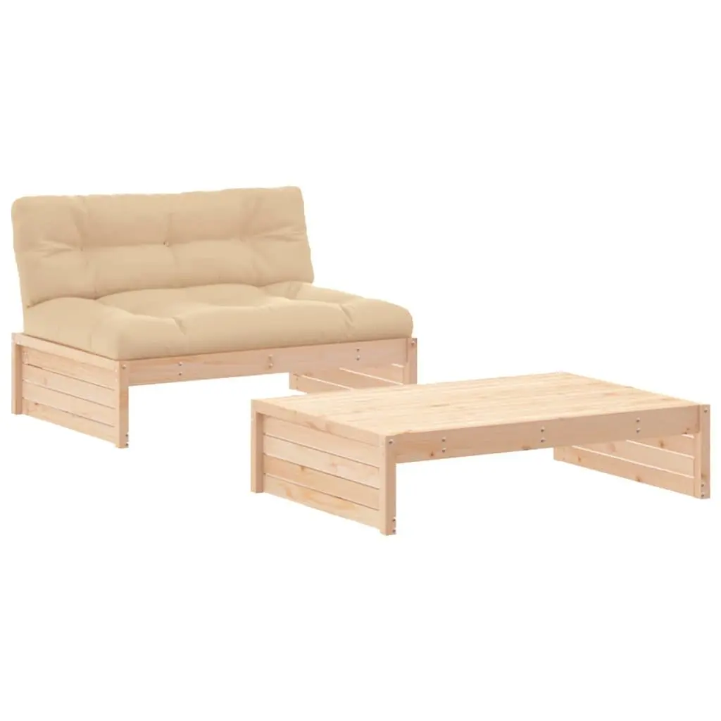 2 Piece Lounge Set with Cushions for Outdoors