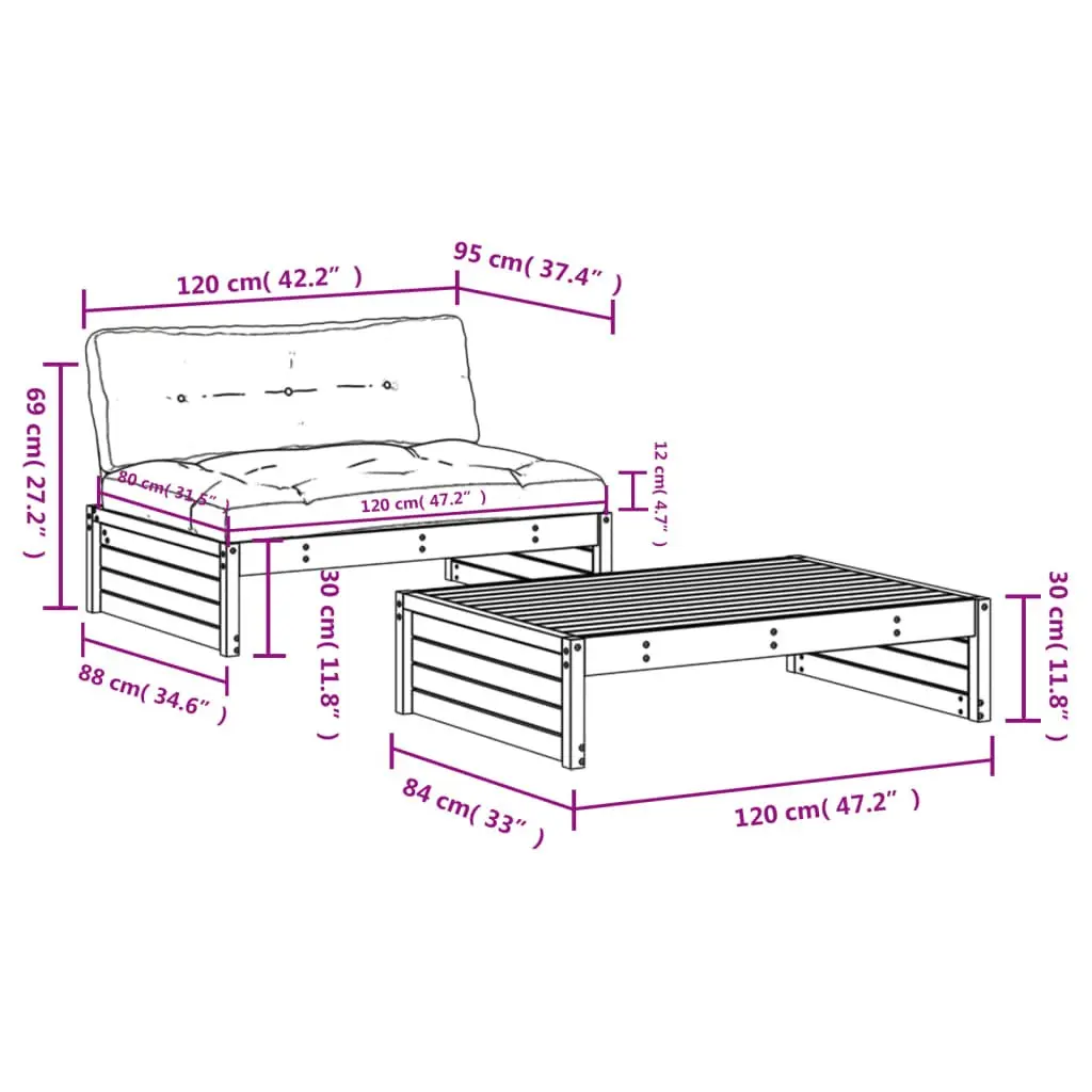 2-Piece Lounge Set for Outdoor Relaxation