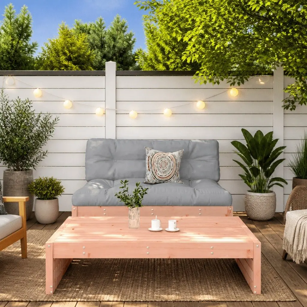Garden Lounge Set Solid Douglas Wood 2 Piece Outdoor Furniture with Cushions Brown