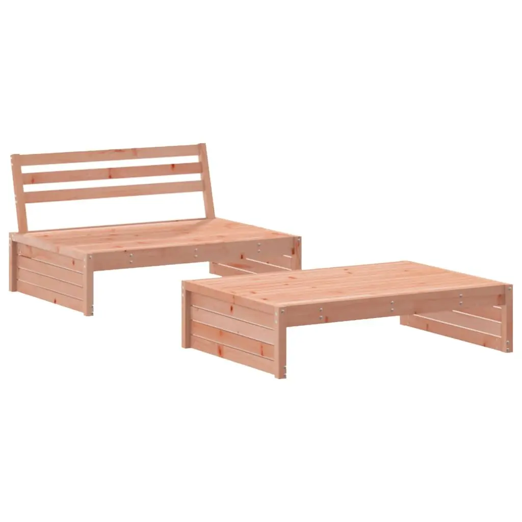 Garden Lounge Set Solid Douglas Wood 2 Piece Outdoor Furniture with Cushions Brown