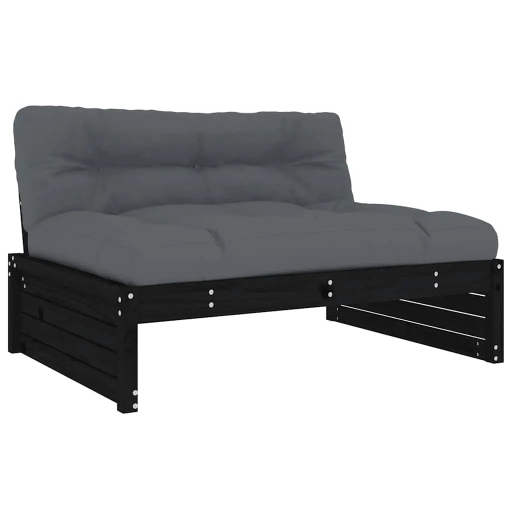 Garden Lounge Set 4 Piece Outdoor Furniture with Cushions Black Wooden Patio