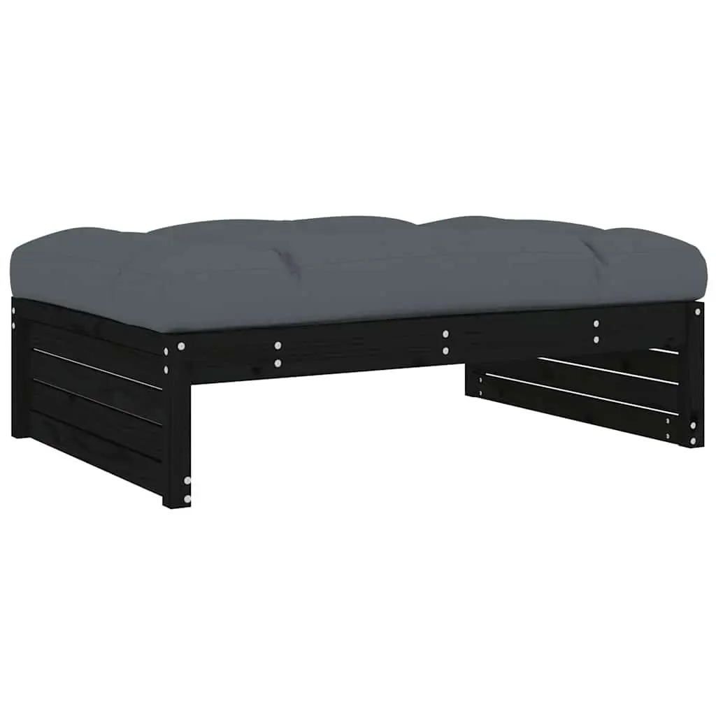 Garden Lounge Set 4 Piece Outdoor Furniture with Cushions Black Wooden Patio