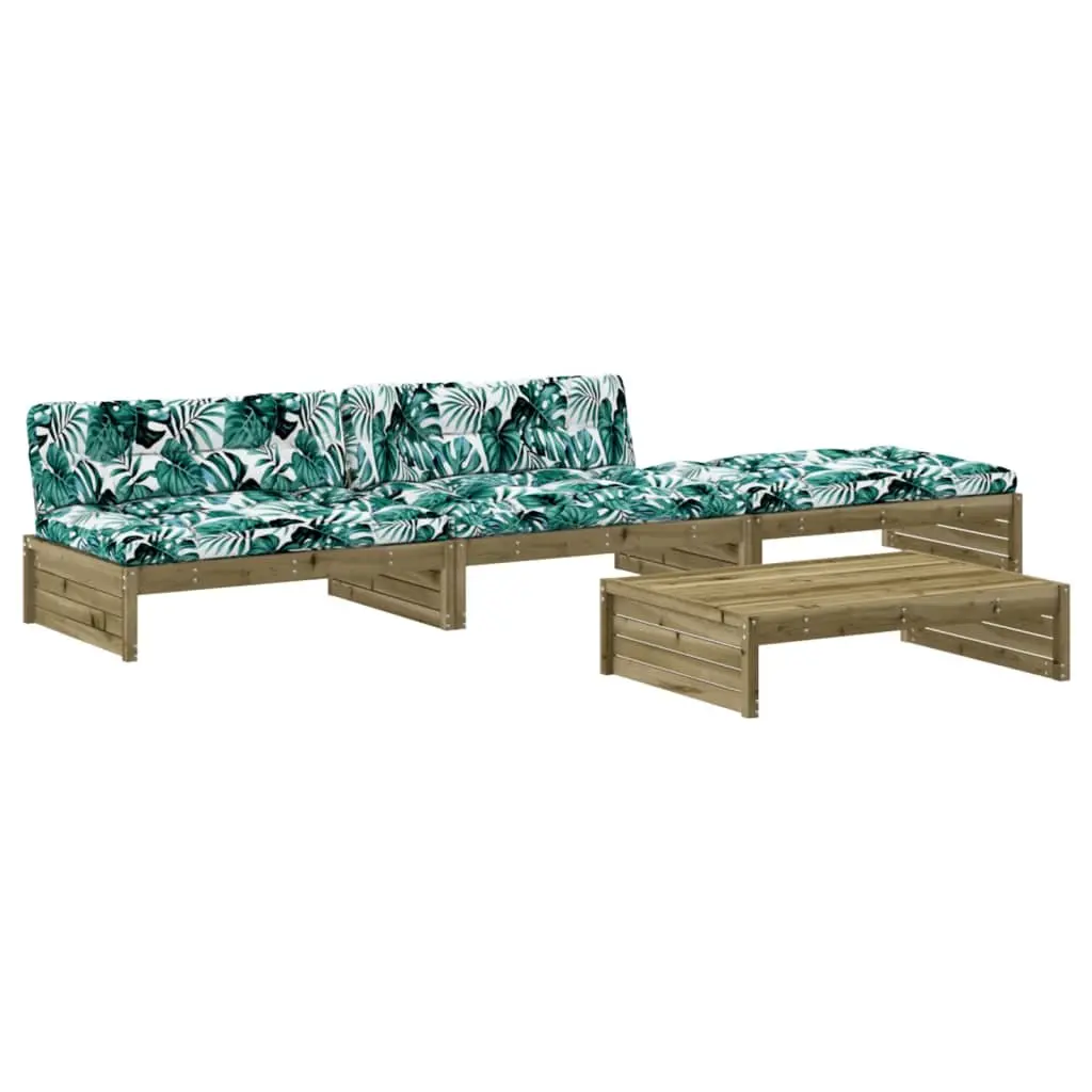 Garden Lounge Set Wooden 4 Piece Outdoor Furniture Patio Sofa with Cushions Brown