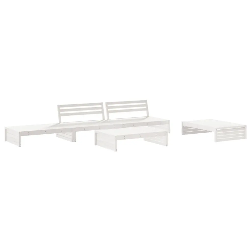 Outdoor Garden Lounge Set 5 Piece Wooden Furniture White with Cushions Patio