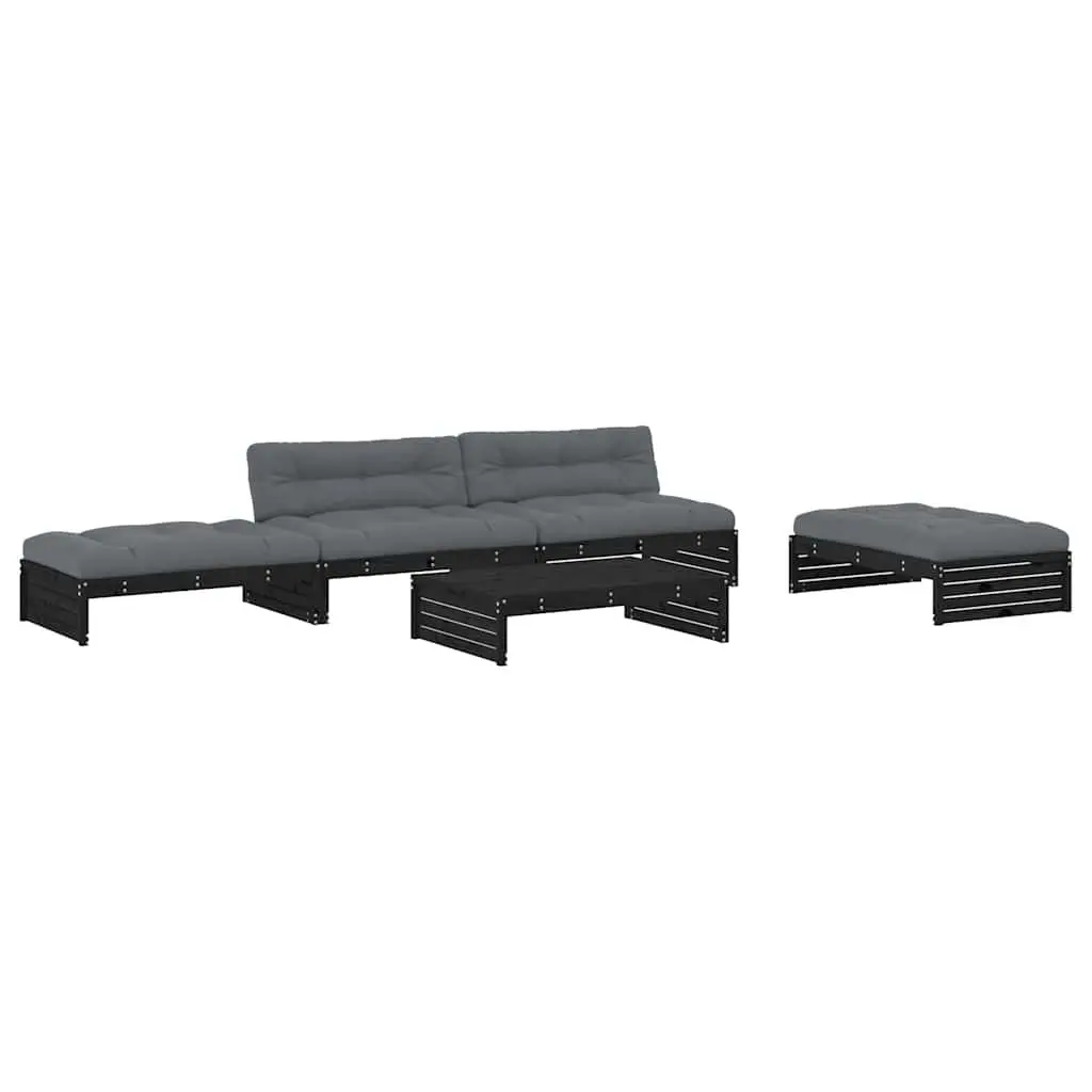 Garden Lounge Set 5 Piece Outdoor Furniture Patio Seating with Cushions Black