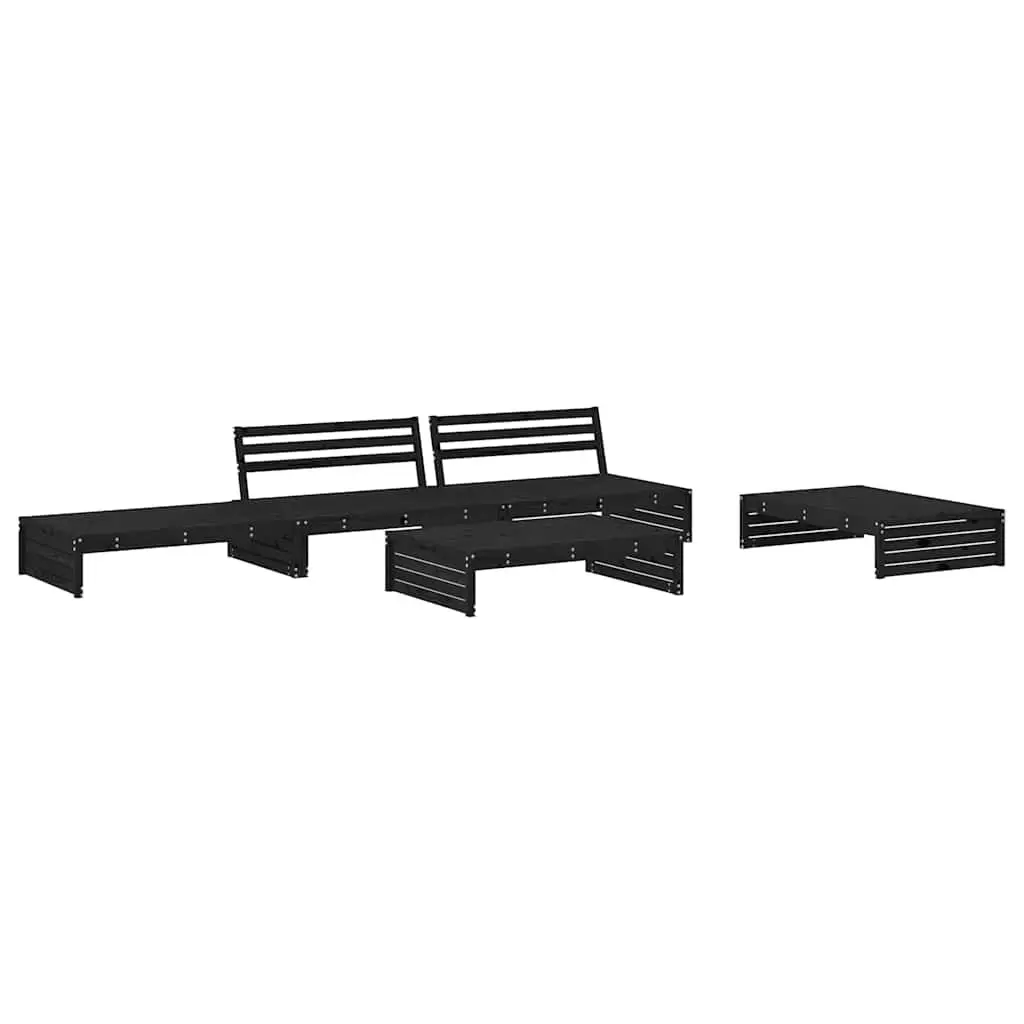Garden Lounge Set 5 Piece Outdoor Furniture Patio Seating with Cushions Black