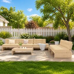 Garden Lounge Set 6 Piece Outdoor Furniture Solid Wood Modular Patio Seating