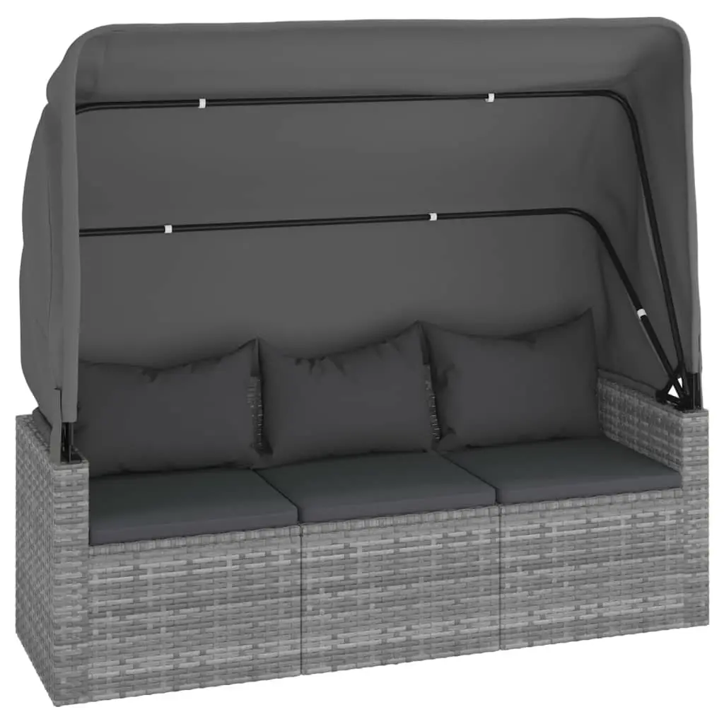 Garden Sofa Set 4 Piece Grey Poly Rattan Outdoor Furniture with Cushions