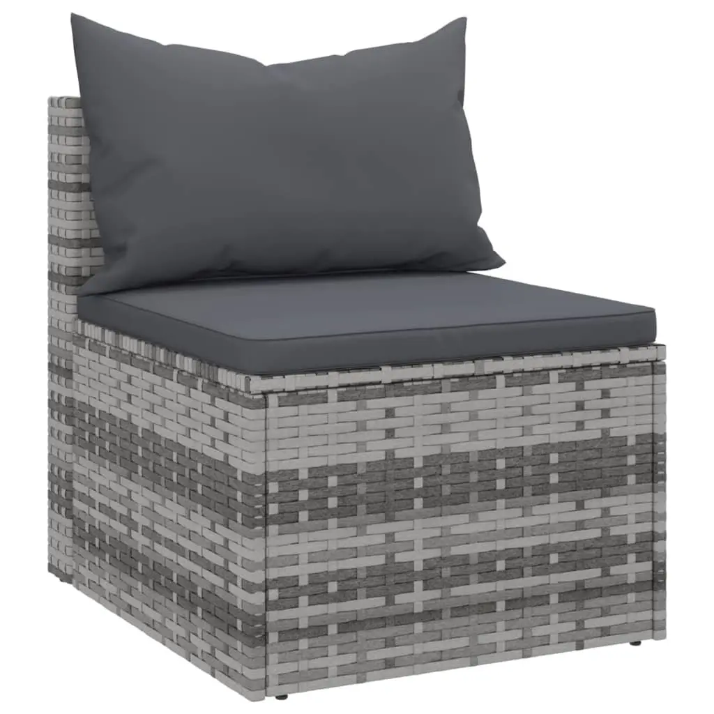 Garden Sofa Set 4 Piece Grey Poly Rattan Outdoor Furniture with Cushions